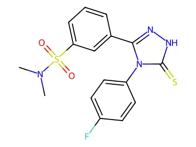 3-[4-(4-fluorophenyl)-5-sulfanyl-4H-1,2,4-triazol-3-yl]-N,N-dimethylbenzene-1-sulfonamide structure