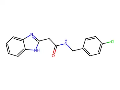 2-(1H-1,3-benzodiazol-2-yl)-N-((4-chlorophenyl)methyl)acetamide structure