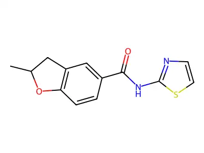 2-methyl-N-(1,3-thiazol-2-yl)-2,3-dihydro-1-benzofuran-5-carboxamide structure