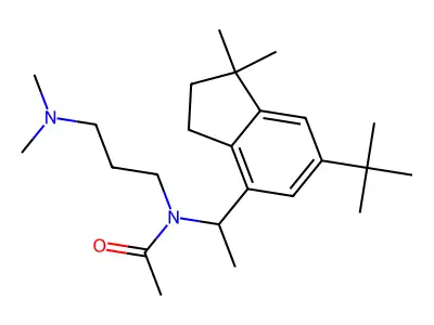 N-[1-(6-tert-butyl-1,1-dimethyl-2,3-dihydro-1H-inden-4-yl)ethyl]-N-[3-(dimethylamino)propyl]acetamide structure