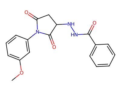 N'-[1-(3-methoxyphenyl)-2,5-dioxopyrrolidin-3-yl]benzohydrazide structure