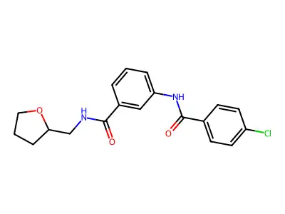 3-[(4-chlorobenzoyl)amino]-N-(oxolan-2-ylmethyl)benzamide structure