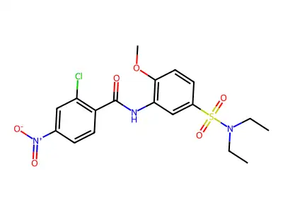 2-chloro-N-[5-(diethylsulfamoyl)-2-methoxyphenyl]-4-nitrobenzamide structure