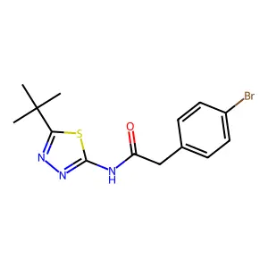 2-(4-bromophenyl)-N-(5-tert-butyl-1,3,4-thiadiazol-2-yl)acetamide structure