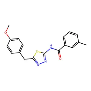 N-[5-[(4-methoxyphenyl)methyl]-1,3,4-thiadiazol-2-yl]-3-methylbenzamide structure
