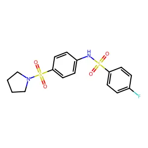 4-fluoro-N-(4-pyrrolidin-1-ylsulfonylphenyl)benzenesulfonamide structure