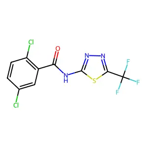 2,5-dichloro-N-[5-(trifluoromethyl)-1,3,4-thiadiazol-2-yl]benzamide structure
