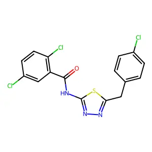 2,5-dichloro-N-[5-[(4-chlorophenyl)methyl]-1,3,4-thiadiazol-2-yl]benzamide structure