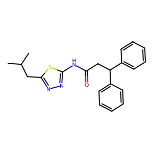 N-[5-(2-methylpropyl)-1,3,4-thiadiazol-2-yl]-3,3-diphenylpropanamide structure