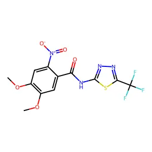 4,5-dimethoxy-2-nitro-N-[5-(trifluoromethyl)-1,3,4-thiadiazol-2-yl]benzamide structure