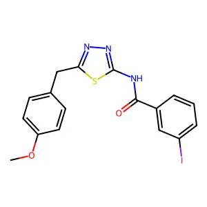 3-iodo-N-[5-[(4-methoxyphenyl)methyl]-1,3,4-thiadiazol-2-yl]benzamide structure