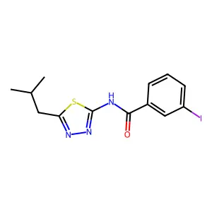 3-iodo-N-[5-(2-methylpropyl)-1,3,4-thiadiazol-2-yl]benzamide structure