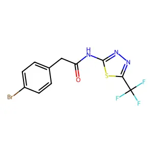 2-(4-bromophenyl)-N-[5-(trifluoromethyl)-1,3,4-thiadiazol-2-yl]acetamide structure