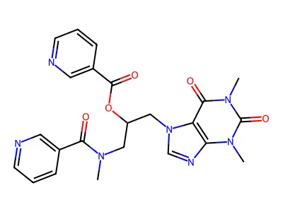 7-Theophyllineethanol, alpha-(N-methylnicotinamidomethyl)-, nicotinate (ester) structure