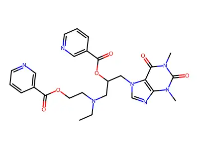 7-(3-(N-Ethylnicotinyloxyethylamino)-2-hydroxypropyl)theophylline nicotinate structure