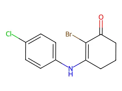 2-Bromo-3-((4-chlorophenyl)amino)cyclohex-2-EN-1-one structure