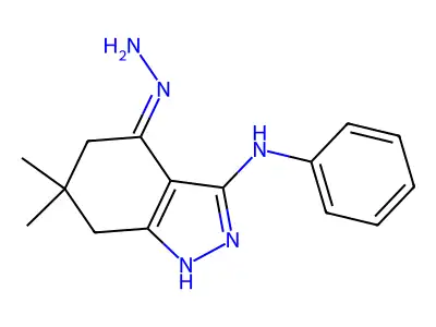 3-Anilino-1,5,6,7-tetrahydro-6,6-dimethyl-4H-indazol-4-one hydrazone structure