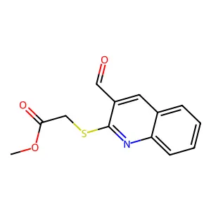 Methyl 2-[(3-formyl-2-quinolinyl)sulfanyl]acetate structure