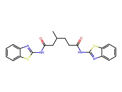 N,N'-bis(1,3-benzothiazol-2-yl)-3-methylhexanediamide structure