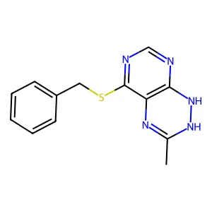 5-(Benzylsulfanyl)-3-methyl-1,2-dihydropyrimido[5,4-e][1,2,4]triazine structure