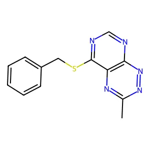 5-Benzylsulfanyl-3-methylpyrimido[5,4-e][1,2,4]triazine structure