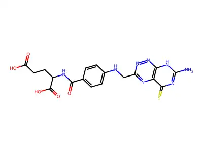 2-[[4-[(7-amino-5-sulfanylidene-8H-pyrimido[5,4-e][1,2,4]triazin-3-yl)methylamino]benzoyl]amino]pentanedioic acid structure