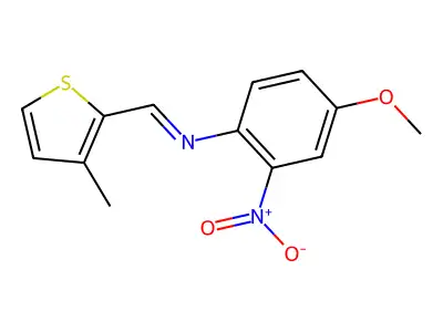 (E)-N-(4-Methoxy-2-nitrophenyl)-1-(3-methylthiophen-2-yl)methanimine structure