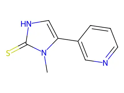 1,3-Dihydro-1-methyl-5-(3-pyridinyl)-2H-imidazole-2-thione structure