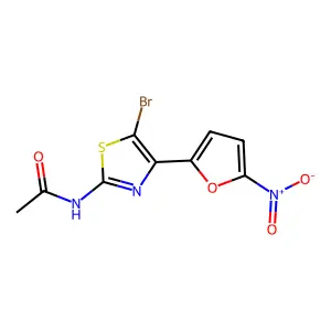 N-[5-bromo-4-(5-nitrofuran-2-yl)-1,3-thiazol-2-yl]acetamide structure