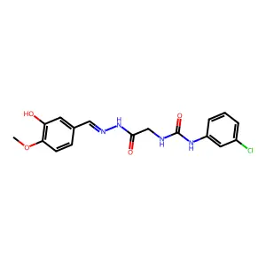 2-[(3-chlorophenyl)carbamoylamino]-N-[(3-hydroxy-4-methoxyphenyl)methylideneamino]acetamide structure