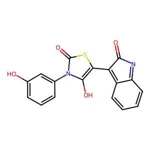 (5Z)-3-(3-hydroxyphenyl)-5-(2-oxo-1H-indol-3-ylidene)-1,3-thiazolidine-2,4-dione structure