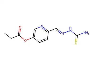2-{[5-(Propanoyloxy)pyridin-2-yl]methylidene}hydrazine-1-carboximidothioic acid structure