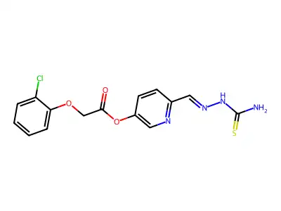Acetic acid, (2-chlorophenoxy)-, 6-[[(aminothioxomethyl)hydrazono]methyl]-3-pyridinyl ester structure
