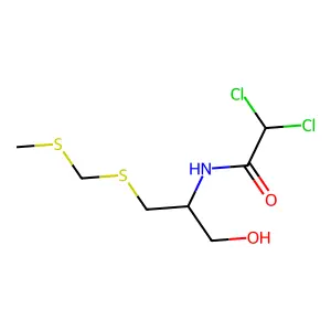 2,2-dichloro-N-[1-hydroxy-3-(methylsulfanylmethylsulfanyl)propan-2-yl]acetamide structure