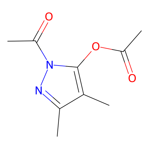 Pyrazol-5-ol, 1-acetyl-3,4-dimethyl-, acetate (ester) structure