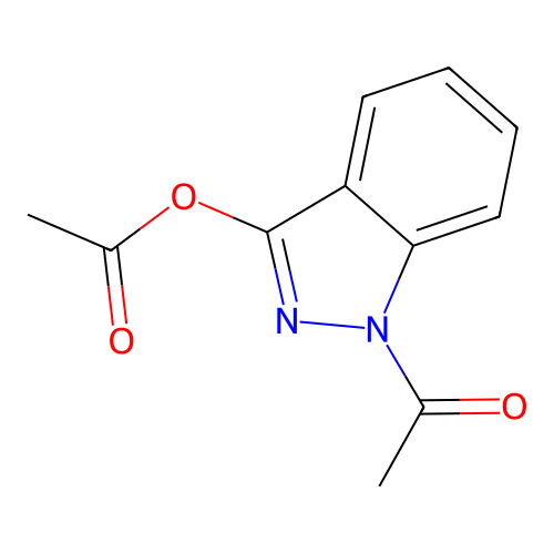 1H-Indazol-3-ol, 1-acetyl-, acetate (ester) structure