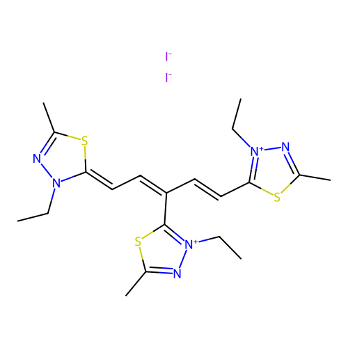 1,3,4-Thiadiazolium, 2,2'-(1-(2-(4-ethyl-2-methyl-delta(sup 2)-1,3,4-thiadiazolin-2-ylidene)ethylidene)propylene)bis(3-ethyl-5-methyl-, diiodide structure
