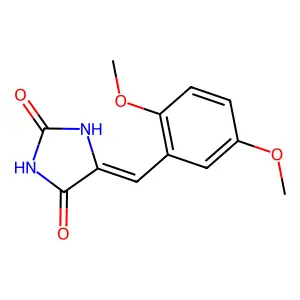 (5E)-5-(2,5-dimethoxybenzylidene)imidazolidine-2,4-dione structure