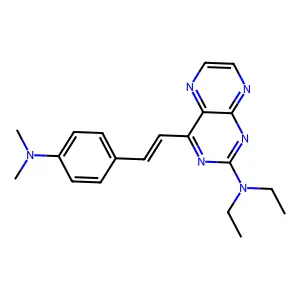 4-[2-[4-(dimethylamino)phenyl]ethenyl]-N,N-diethylpteridin-2-amine structure