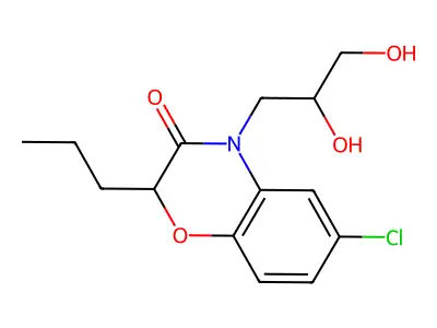 6-Chloro-4-(2,3-dihydroxypropyl)-2-propyl-2H-1,4-benzoxazin-3(4H)-one structure