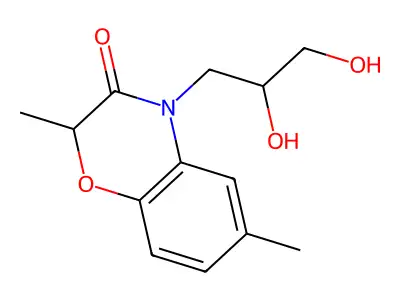 2H-1,4-Benzoxazin-3(4H)-one, 4-(2,3-dihydroxypropyl)-2,6-dimethyl- structure
