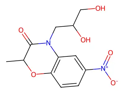 2H-1,4-Benzoxazin-3(4H)-one, 4-(2,3-dihydroxypropyl)-2-methyl-6-nitro- structure