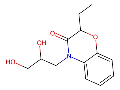 2H-1,4-Benzoxazin-3(4H)-one, 4-(2,3-dihydroxypropyl)-2-ethyl- structure