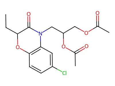 2H-1,4-Benzoxazin-3(4H)-one, 4-(2,3-bis(acetyloxy)propyl)-6-chloro-2-ethyl- structure