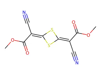 methyl 2-cyano-2-[4-(1-cyano-2-methoxy-2-oxoethylidene)-1,3-dithietan-2-ylidene]acetate structure
