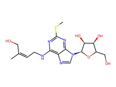2-Methylthio-n6-(4-hydroxy-3-methylbut-2-enyl)adenosine structure