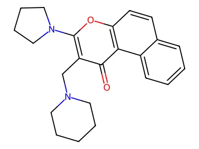 1H-Naphtho(2,1-b)pyran-1-one, 2-(1-piperidinylmethyl)-3-(1-pyrrolidinyl)- structure