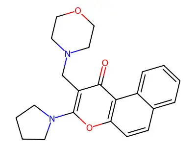 1H-Naphtho(2,1-b)pyran-1-one, 2-(4-morpholinylmethyl)-3-(1-pyrrolidinyl)- structure