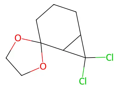 7',7'-Dichlorospiro[1,3-dioxolane-2,2'-bicyclo[4.1.0]heptane] structure