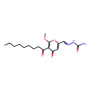 2-[(6-Methoxy-5-nonanoyl-4-oxo-4H-pyran-2-yl)methylidene]hydrazine-1-carboxamide structure